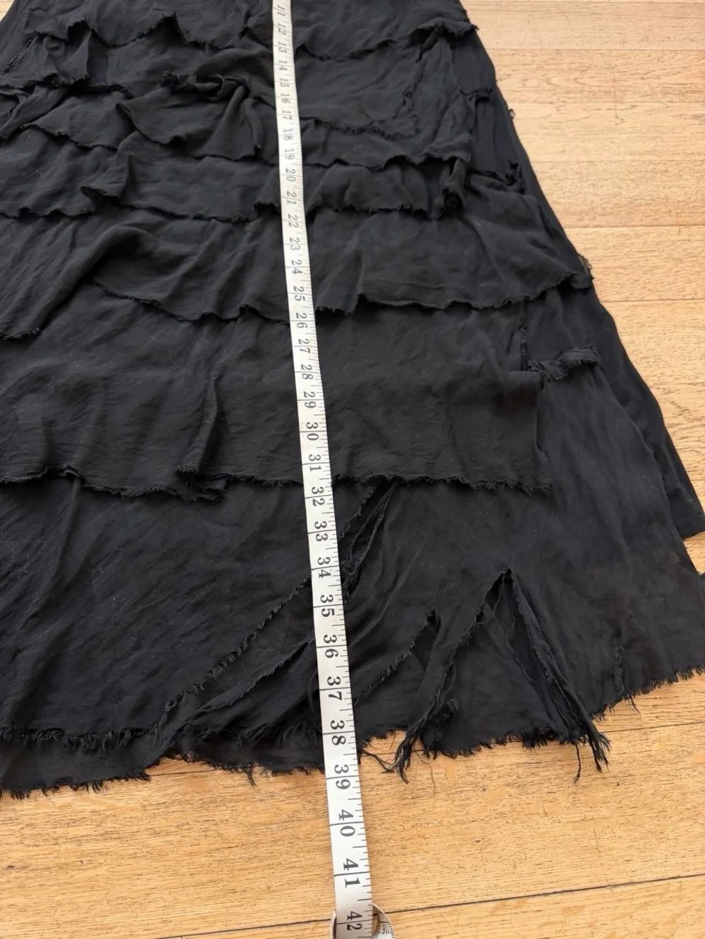 Euro Asymmetric Black Tiered Ruffle Maxi Skirt